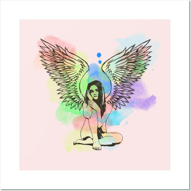 Colourful Angel Wall Art by dankdesigns